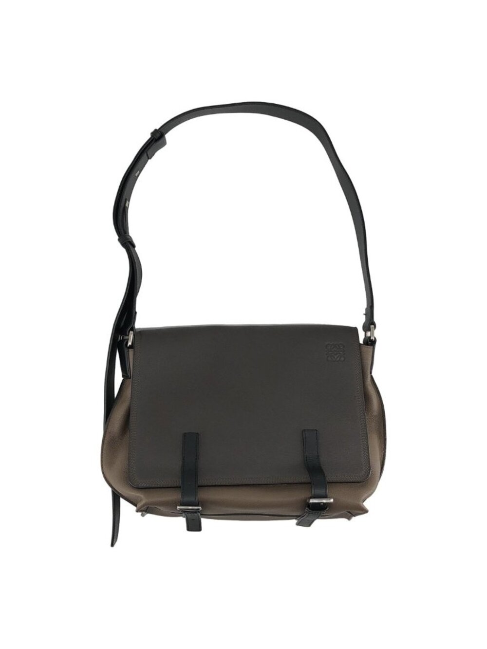 Loewe Leather Military Messenger Bag Gray Taupe